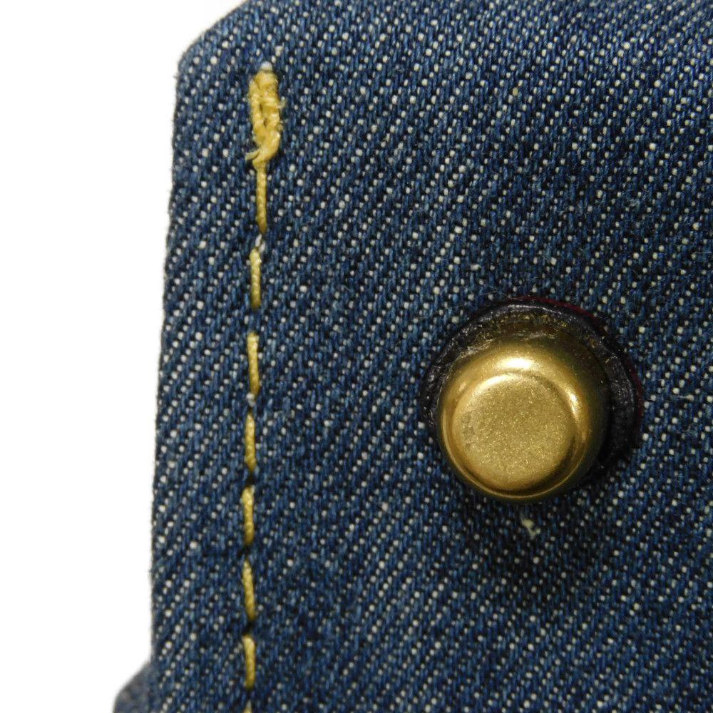 Used 9726 Willow Bucket Bag CA837 7921 C Mark Denim Pebble Calfskin 2-Way Crossbody Bag with C Logo Turn Lock, Blue,