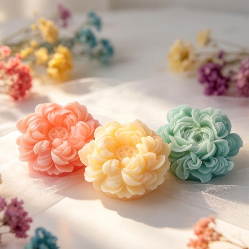 3D Ranunculus Flower Silicone Mould Food Grade Silicone for Handmade Candle Soap Making Chocolate Baking Resin Casting