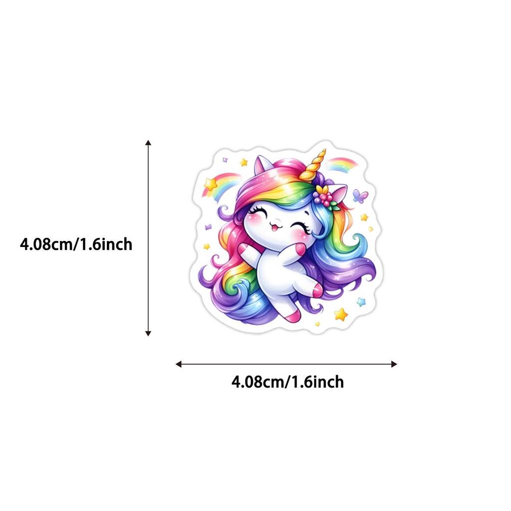 50pcs PVC Cute Rainbow Unicorn Stickers for Notebook & Luggage – DIY Decorative Decals