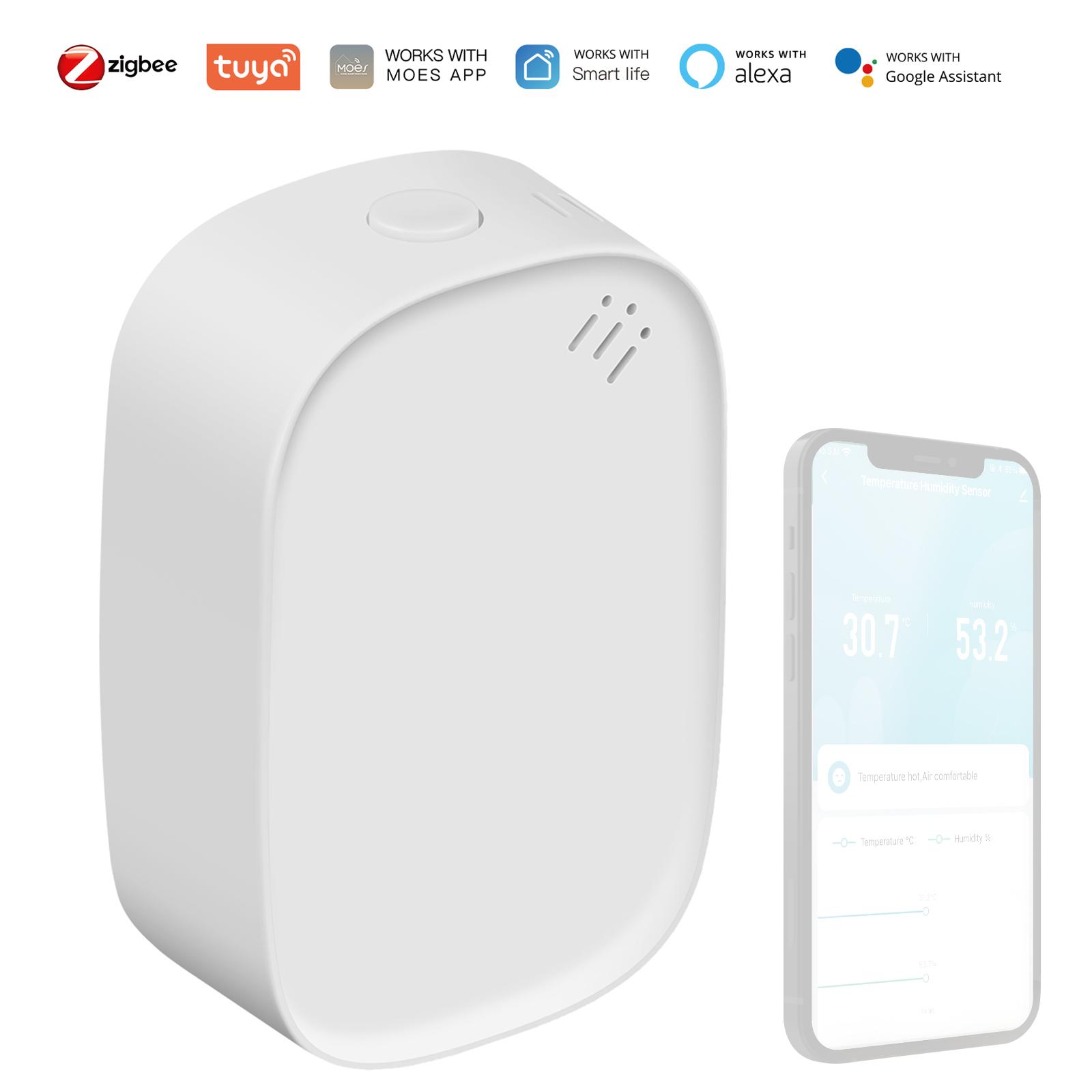 

Интеллектуальный домашний датчик температуры и влажности Tuya ZigBee, детектор температуры и влажности в помещении белый