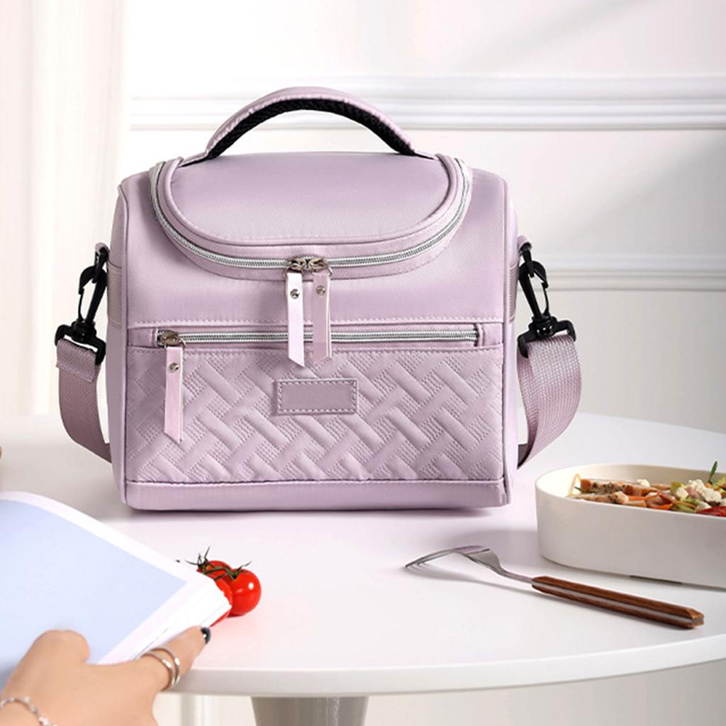 Lunch Insulated Bag Food Thermal Box with Adjustable Shoulder Strap Large Capacity Bentos Pouch for Outdoor Camping