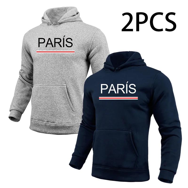 2 in 1 Hoodie für Herren Paris Print Herbst Winter Täglich Lässig Sport Jogging Sweatshirt Zuhause Outdoor Komfort Warm Mode Pullover