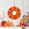 WTEMPO Künstlicher Samt-Kürbis-Kranz Mehrere Mini-Kürbisse im Ring-Design für Halloween, Thanksgiving und Herbst-Dekorationen