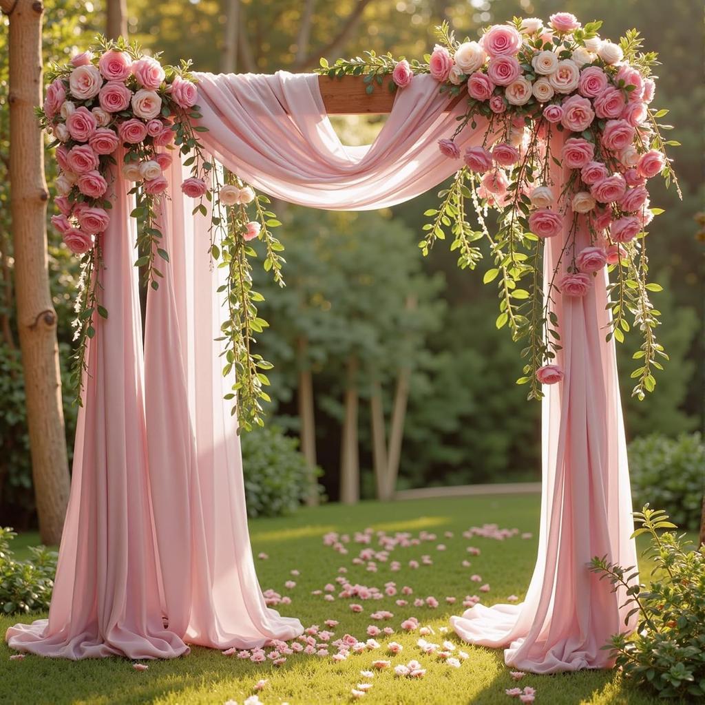 Wedding Arch Draping Fabric, Sheer Chiffon Arch Drape for Bridal Shower Backdrop Outdoor Party Arches Church Ceremony Decoration