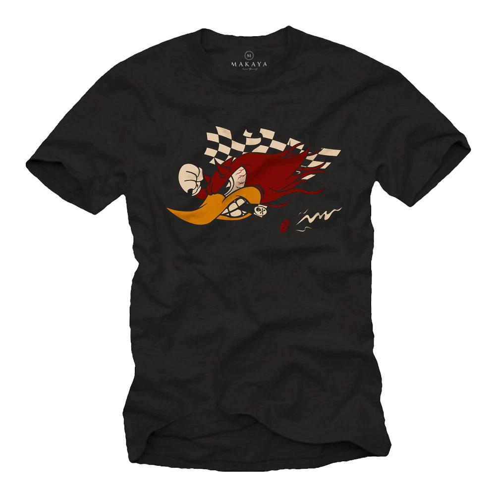 Custom Motorcycle & Car Tuning Mens T-Shirt with Woody Racing Winner Team- L