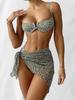 2025 Multicolor Leopard Mesh Skirted Swimsuit with Steel Underwire and Sexy Hollow Out, Three-Piece Bikini