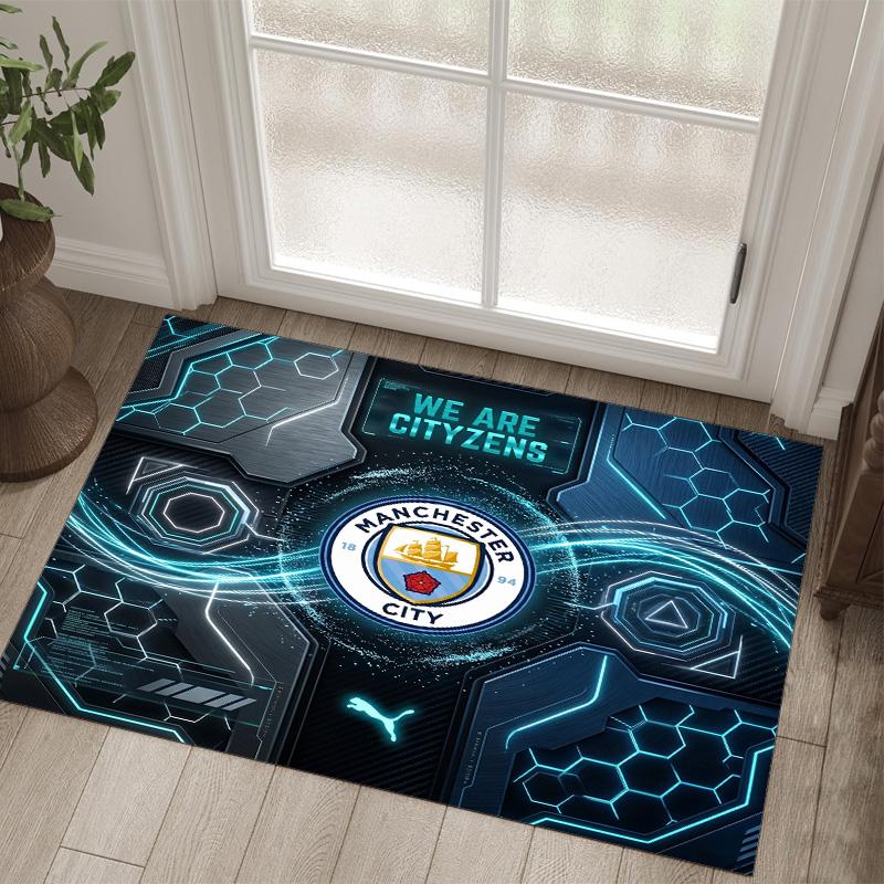 Manchester City Design Crystal Velvet Carpet Cozy Non?Slip Printed Rug For Bedroom Living Room Entrance