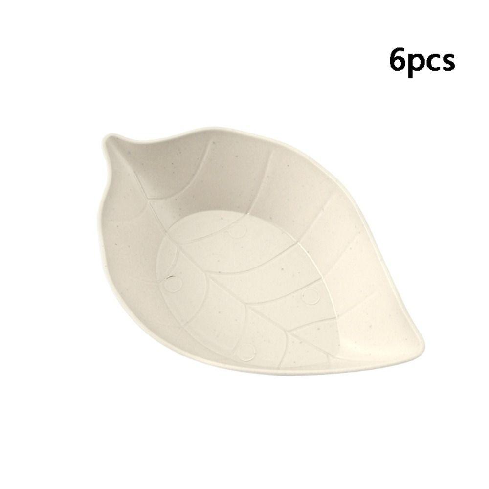 6pcs Degradable Leaf-shaped Dipping Plate Japanese-style Seasoning Dish Sauces Plate Vinegar