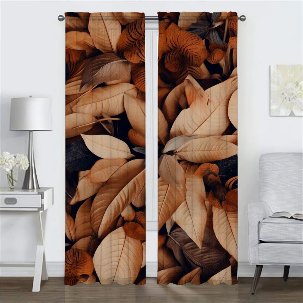Window Curtain for Room 2 Panel Leaf Down Partition Home Interior Curtains Shades Halloween Decoration Tulle for Bedroom Living