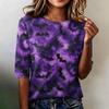 Women Loose Fit Casual Half Sleeve Top Round Neck Lightweight Pullover Blouse with Halloween Ghost Tree Print for Everyday Wear