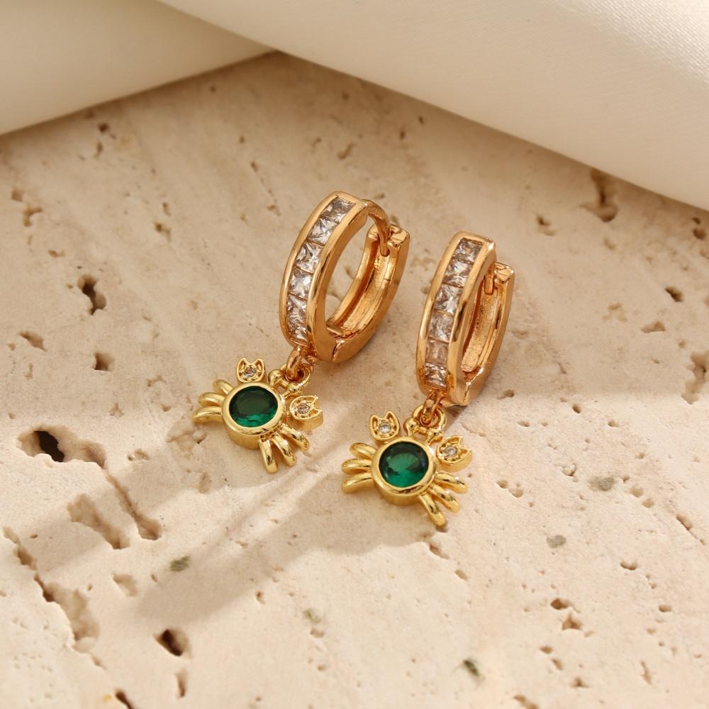 1 Para Uroczych Małych Krabów Cyrkonia Wiszące Kolczyki dla Kobiet Złote Kolczyki Biżuteria Akcesoria na Wesele