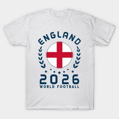 Herren Schwarzes T-Shirt mit Aufdruck Fußball-Weltmeisterschaft 2026 England Fußball Britischer Fan Englischer Unterstützer No-Cut Transferpapier Druck Baumwoll-T-Shirt