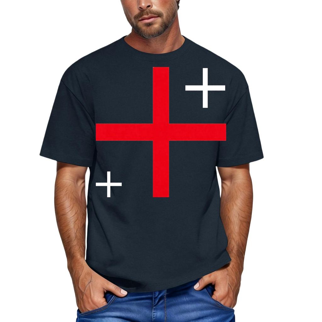 Men's Casual Short Sleeve Crew Neck T Shirt with England Inspired Graphic Print Comfortable Fit Lightweight Fabric Suitable for Everyday Wear