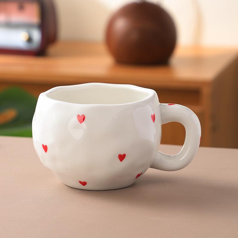 Koreanischer Ins-Wind handgepresste Liebe Keramik-Kaffeetasse, Nachmittagstee handbemalte Blumentasse hochwertiger Wasserbecher