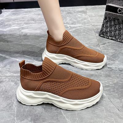 High Quality Casual Comfortable Women Sneakers Slip-on Round Head Lightweight Solid Color Breathable Ladies Sports Shoes