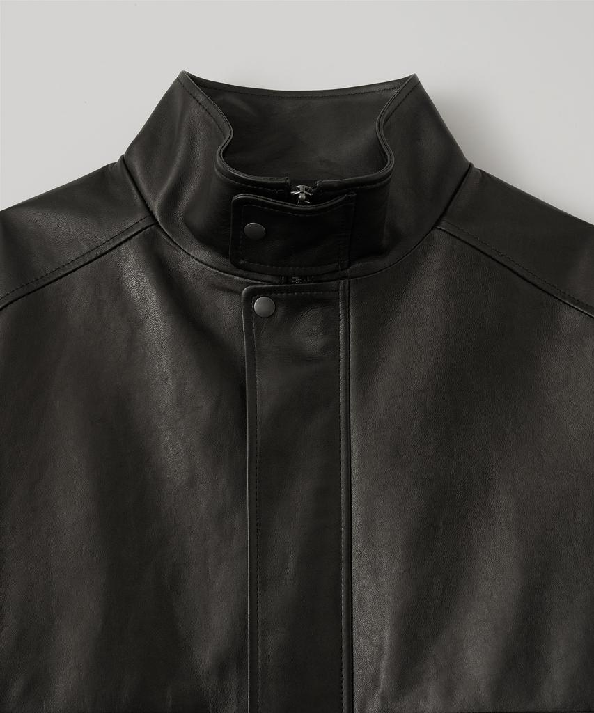 ANOTHER OFFICE Lambskin Stand-Collar Blouson (Black)