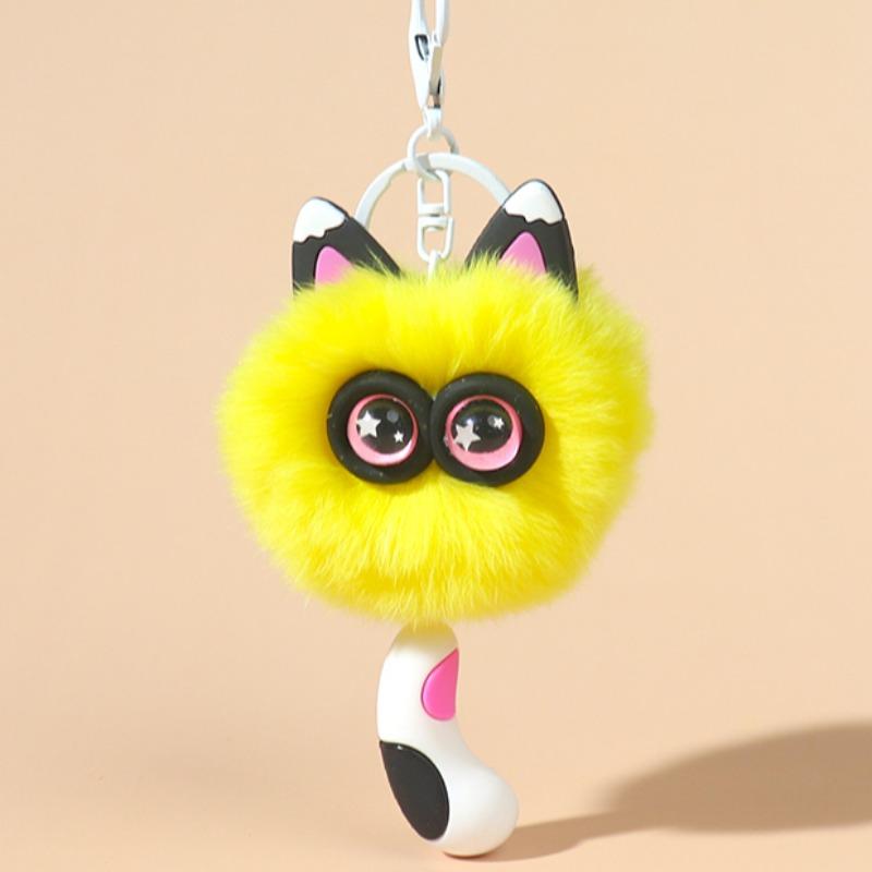 Niedlicher Rexkaninchenhaar Kätzchen Schlüsselanhänger Anhänger Mädchen Herz Plüsch Cartoon Puppe Puppe Taschenzubehör Geschenk