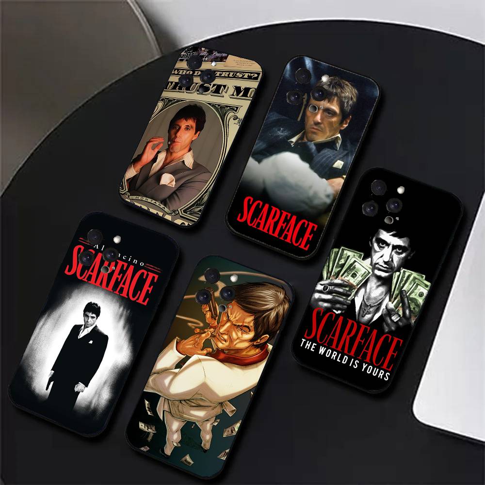 Classic S-Scarface Film Tony Phone Case For IPhone 17 Air 16 15 14 13 Pro Max 11 12 Black Silicone Cover