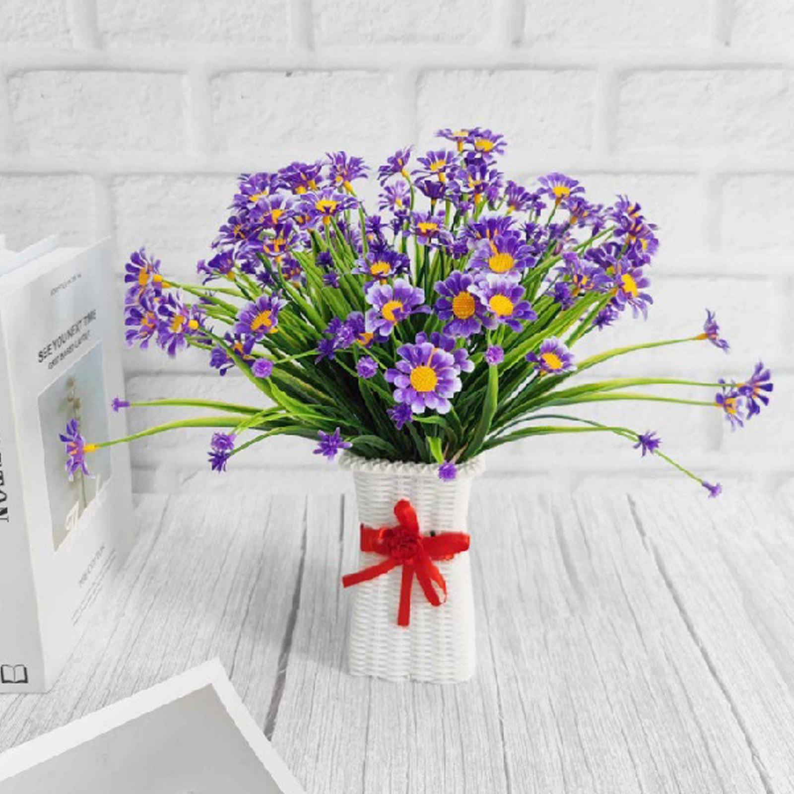 

8 пучків штучних квітів ромашки для відкритого польоту підроблених осінніх квіткових прикрас Нев’янучі штучні пластикові осінні квіти прикраса віконної рами садового ганку One Size фіолетовий