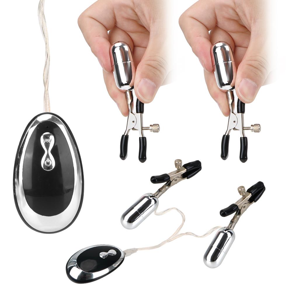 Brystvorteklemmer Klitorisk klips Brystvorte Klitoral Stimulere Brystmassasje Vibrator Sex Shop 20 Frekvens SM Produkter Sexleketøy for Kvinner Par
