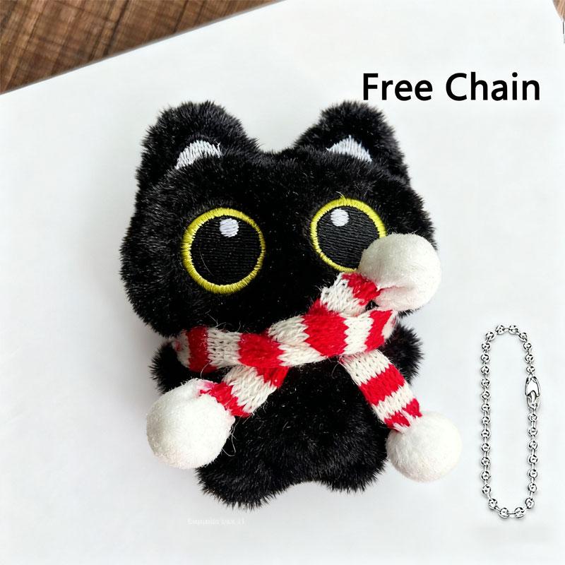 Cute Black Cat Plush Toy 10 Cm Small Doll Pendant Keychain Cartoon Soft Animal Stuffed Doll Backpack Bag Decoration Gift