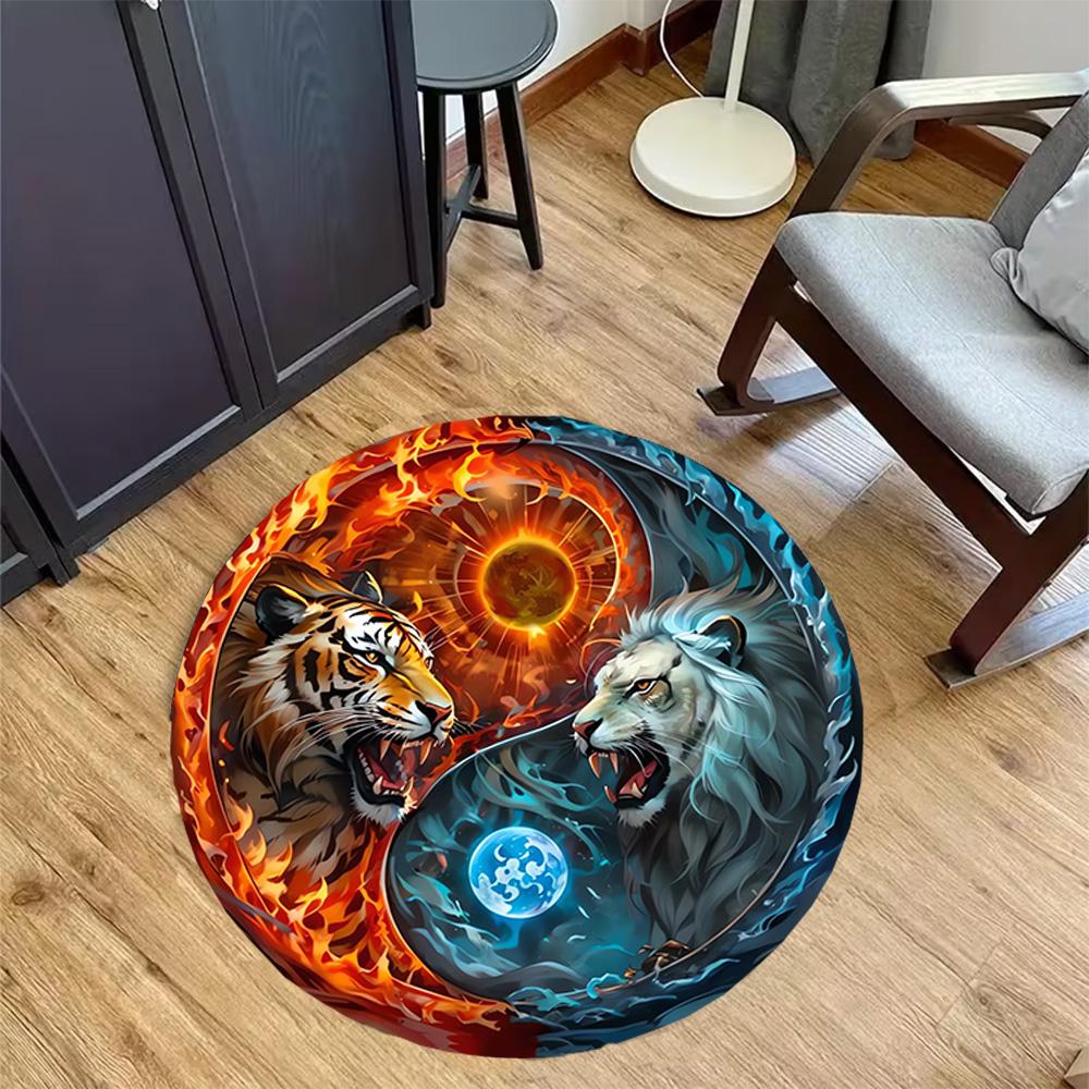 1pc home carpet yin yang floral design non-slip rug for office decor and living room gift ideas