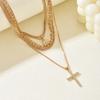 Diamond-encrusted cross necklace jewelry women's multi-layer stacked wearing personalized high-end sun collarbone chain