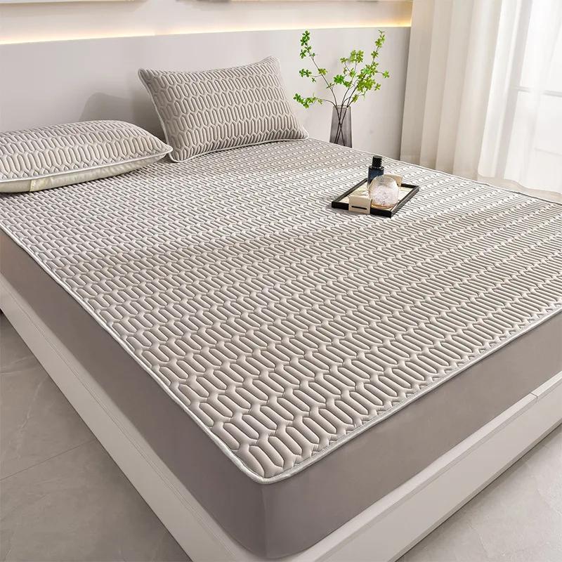 Summer simple latex mat three-piece set household summer thickened mattress ice silk latex mat solid color simple