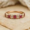 S925 Sterling Silver Stackable Women's Ring with Red Cubic Zirconia - Fashionable, Versatile, and Luxurious Square Design.