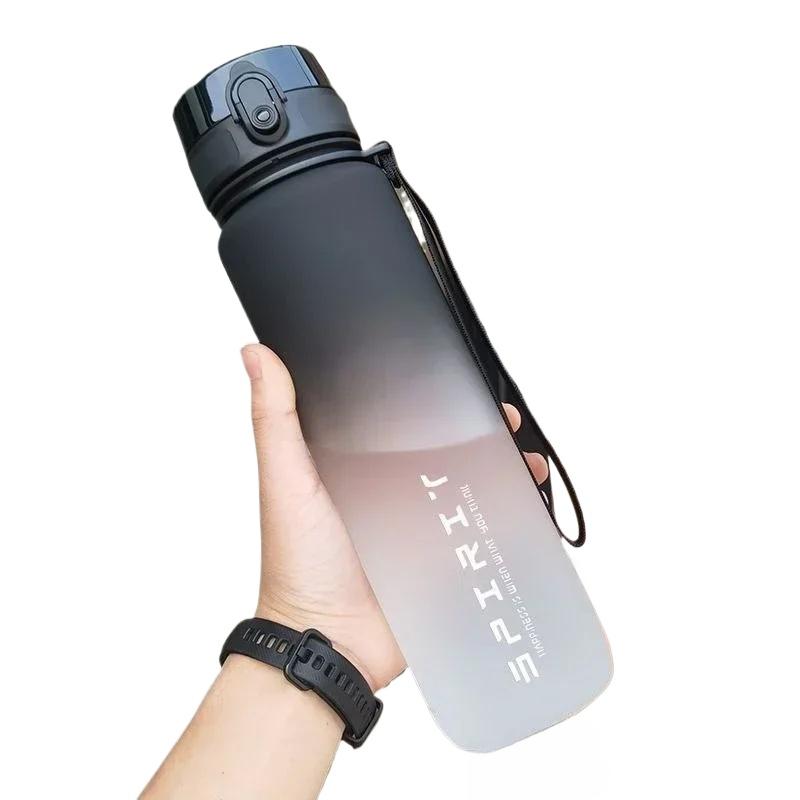 1 Liter/500ml/650ml Water Bottle Motivational Sports Bottle Leak Proof Plastic Drinking Cup Outdoor Travel Gym Fitness Jugs