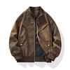 Spring and Autumn New Men's Leather Jacket Large Size Jacket Men's Lapel Leather Jacket Men's Corduroy Loose Trend Brand Hong Kong Style Fat Man