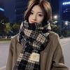 Retro Internet celebrity plaid scarf girls winter ins Korean version versatile warm long shawl dual-purpose student scarf