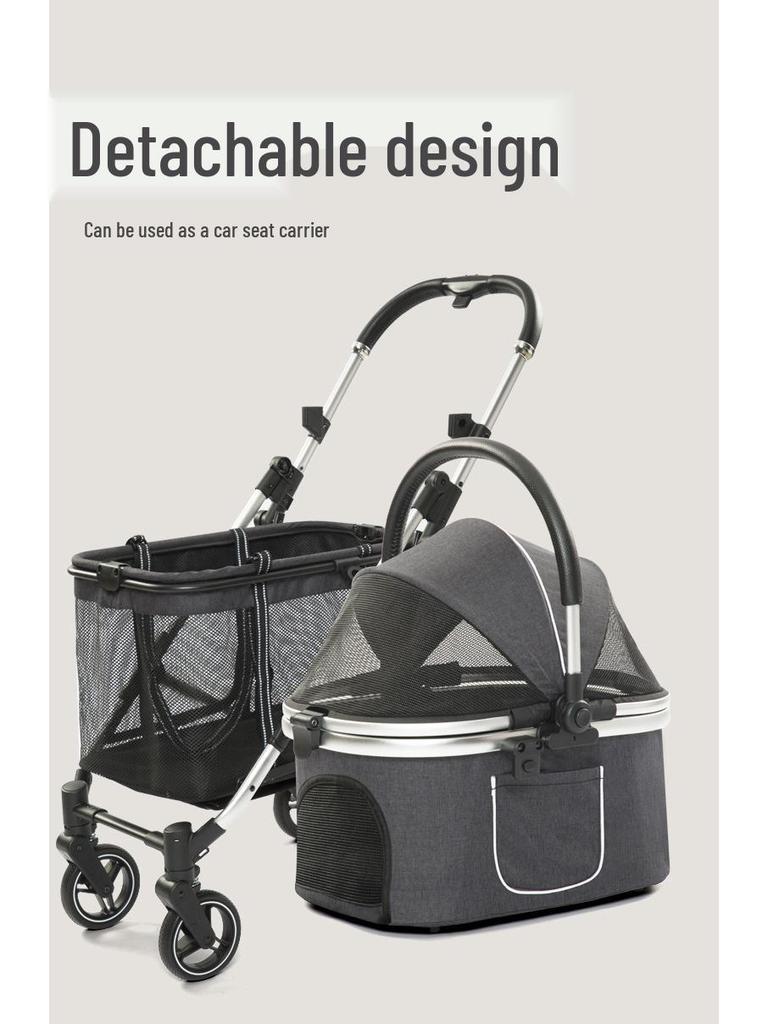 Double-Layer Pet Stroller: Spacious Design for Multiple Cats & Dogs, Removable Carriage