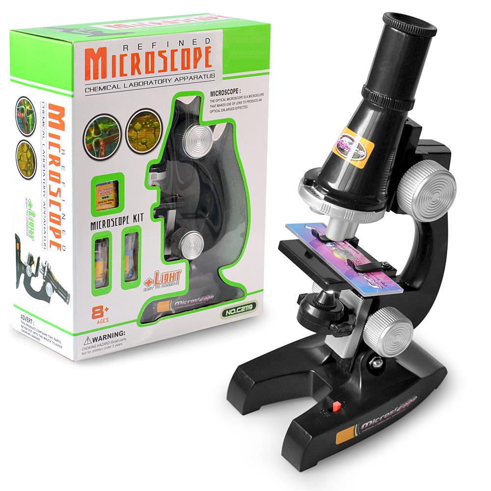 Kids Students Optical Microscope Set Kit With Light Scientific Toy Experimental