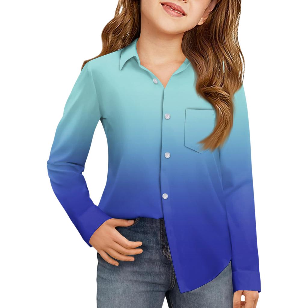 Girls' Button-Down Shirt - Long Sleeve Dress Blouse