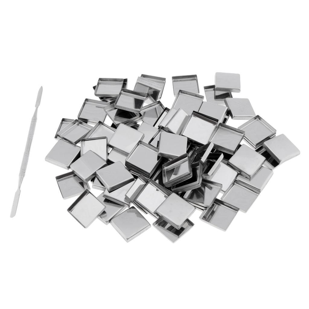 100Pcs Empty Eyeshadow Blush Makeup Pans Magnetic Tins Palette Square+Stick