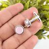 Rose Chalcedony Gemstone 925 Sterling Silver Handmade Round Shape Cufflinks0.51" CL-3-18
