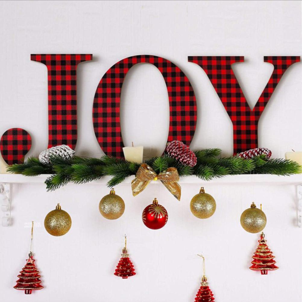 Christmas Joy Table Decoration Mantel Fireplaces Table Letter Sign Wood Decorations for Study Bedroom Living Room