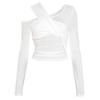 Q25TP244 European Asymmetrical Twisted Slim Fit Long Sleeve Top - Women's Summer & Autumn Collection