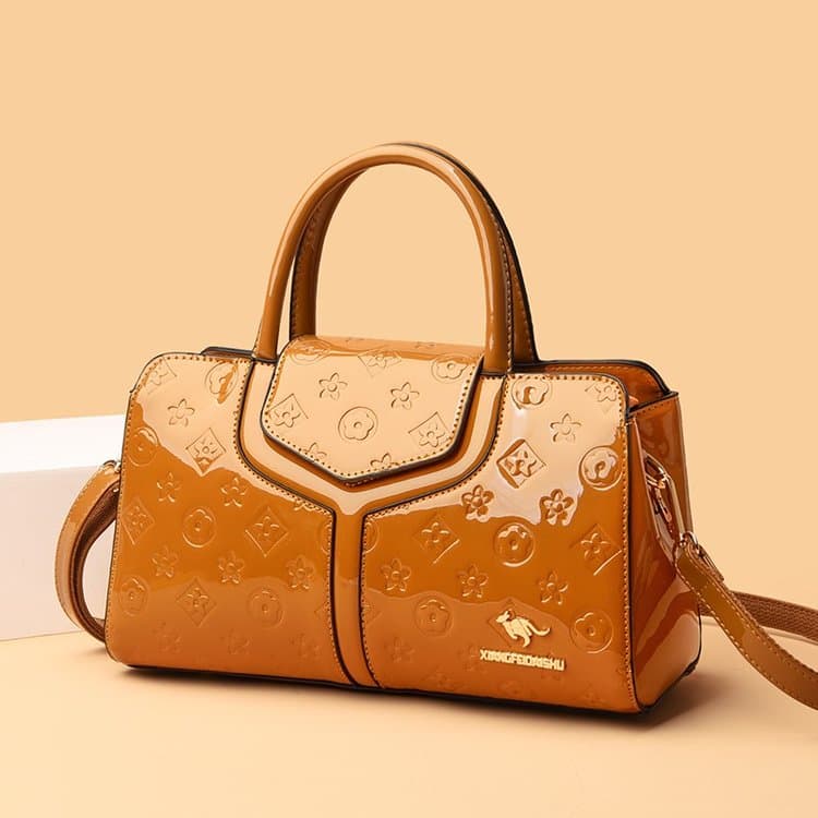 Geprägte glänzende Boston-Tasche Damen-Umhängetasche