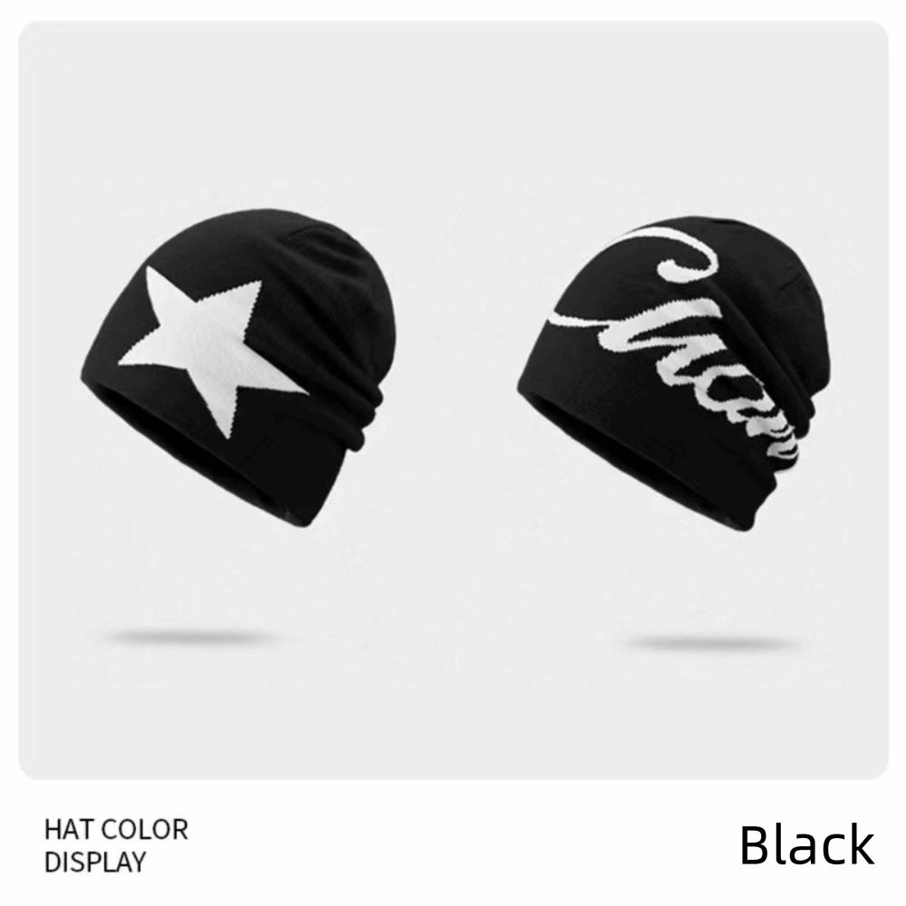 Fashion Letter Knitting Cap Hat Fiber Y2k Jacquard Knitted Hat Keep warm Cold Cap Outdoor