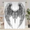 Wings Black and White Sketch -2pcs- Printed curtain,100% polyester material, suitable for home decoration