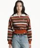 COQUET [ Woman ] Knit Stripe Half Zip-Up Orange