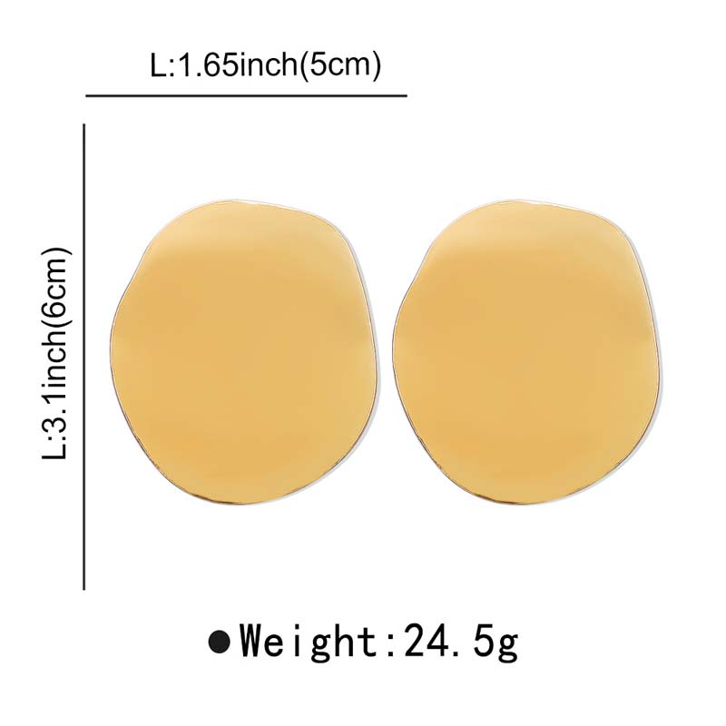 Exaggerated Metal Geometric Smooth Stud Earrings for Women Vintage Gold Color Irregular Personality Earrings Jewelry 2026 New