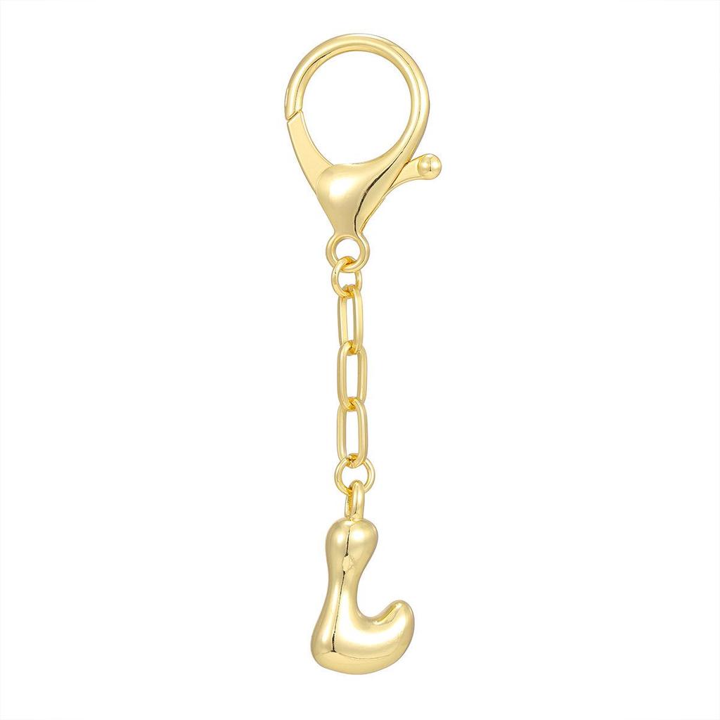 Portachiavi Ciondolo Lettere a Bolla Colore Oro 18K - Disponibili 26 Lettere Inglesi
