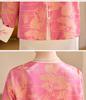 2025 Spring New Chinese Pink Jacquard Sequin Beaded Jacket Top ME5513