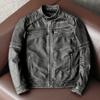 Vintage Biker Jacket Men Real Cowhide Leather Motorcycle Jacket Retro Distressed Biker Coat