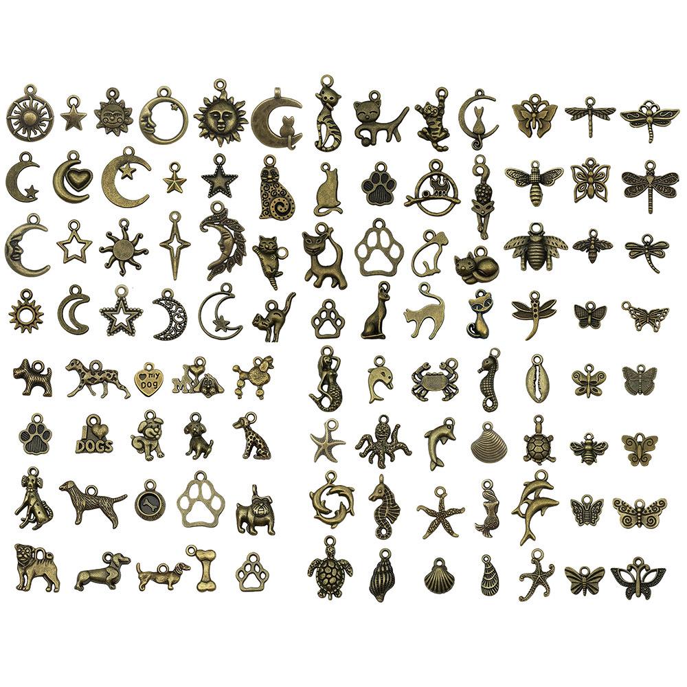 

100 Подвесок из античной бронзы в виде животных и насекомых из сплава: Шармы Стрекоза, Бабочка для браслетов, ожерелий, брелоков своими руками