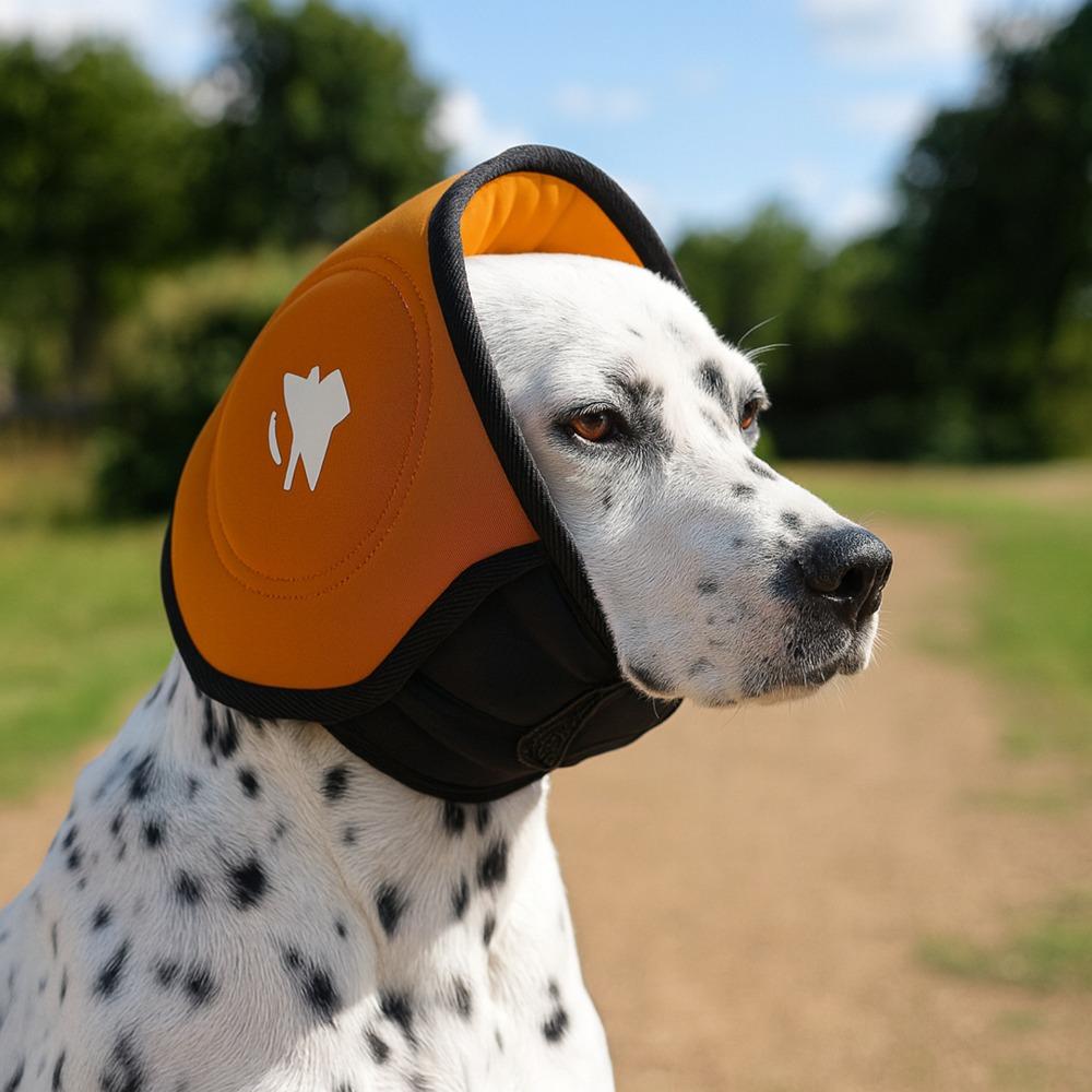 

Noise Reduction Dog Calming Earmuff Breathable Adjustable Ear Protector Splash-proof Stress Relief Dog Ear Cover Keep Warm S помаранчевий