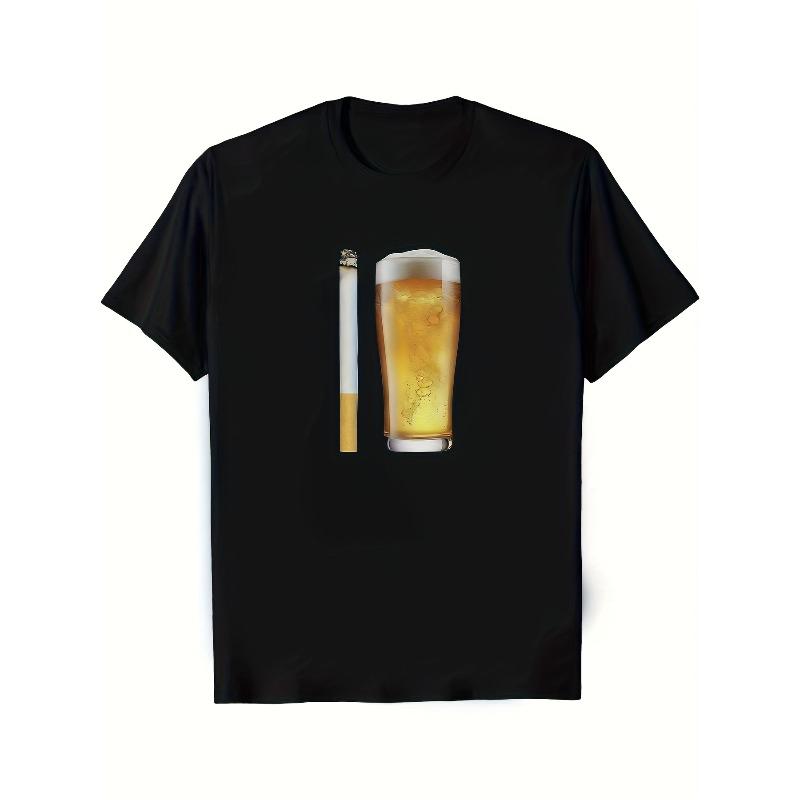 Unisexs Fun Beer Cigarette Pattern Tshirt Summer New Style Suitable For Both Unisex And Unisex High Street Tshirt